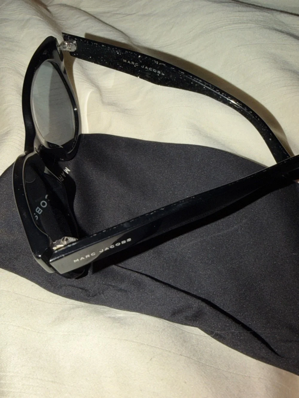 Marc Jacobs Black Sunglasses with White Logo Hard Case